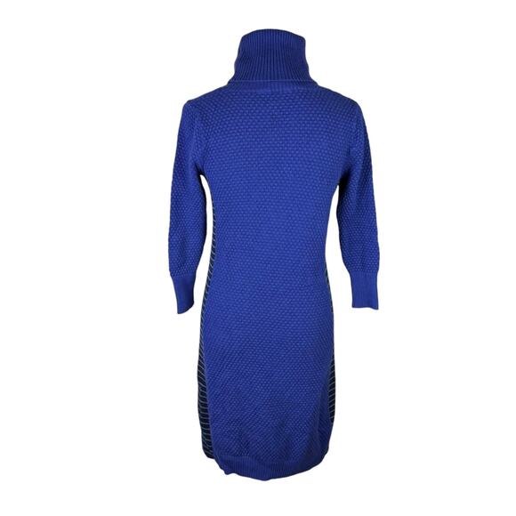 Athleta Spotlight Blue Merino Wool Blend Knit Turtleneck Slim Sweater Dress - Picture 4 of 14